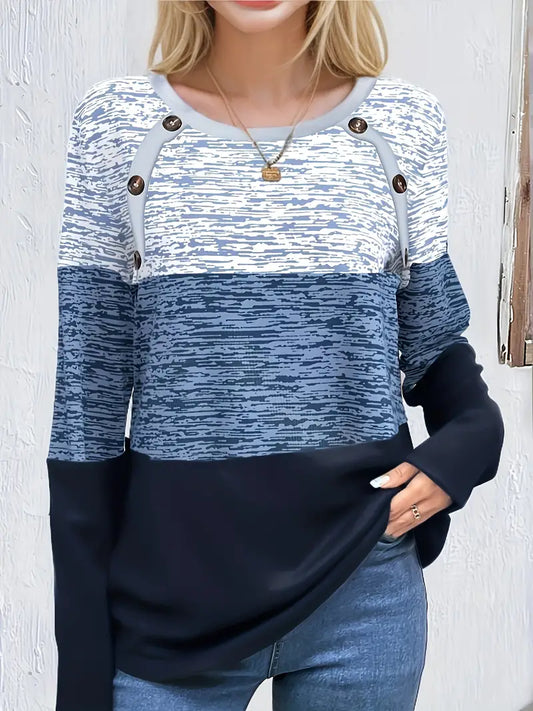 Akali - Vrijblijvend Kleurblok T-shirt voor Vrouwen